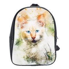 Cat Animal Art Abstract Watercolor School Bag (large) by Celenk