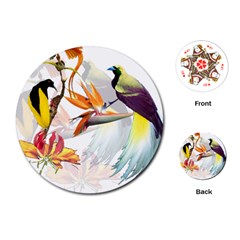 Exotic Birds Of Paradise And Flowers Watercolor Playing Cards (round)  by TKKdesignsCo