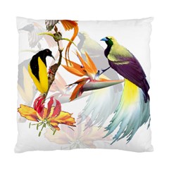 Exotic Birds Of Paradise And Flowers Watercolor Standard Cushion Case (one Side)