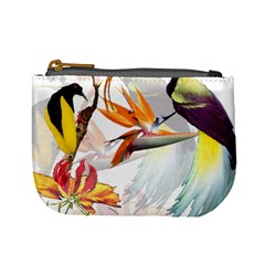 Exotic Birds Of Paradise And Flowers Watercolor Mini Coin Purses by TKKdesignsCo