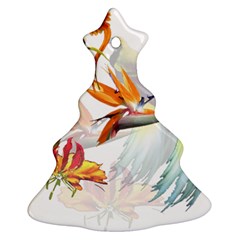 Exotic Birds Of Paradise And Flowers Watercolor Christmas Tree Ornament (two Sides) by TKKdesignsCo