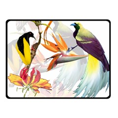 Exotic Birds Of Paradise And Flowers Watercolor Double Sided Fleece Blanket (small)  by TKKdesignsCo