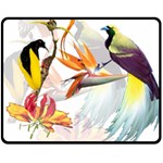 Exotic Birds of Paradise and Flowers Watercolor Double Sided Fleece Blanket (Medium)  58.8 x47.4  Blanket Front