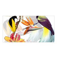 Exotic Birds Of Paradise And Flowers Watercolor Satin Shawl by TKKdesignsCo