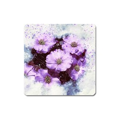 Flowers Purple Nature Art Abstract Square Magnet by Celenk