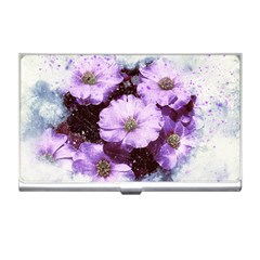 Flowers Purple Nature Art Abstract Business Card Holders by Celenk