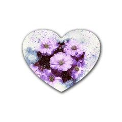 Flowers Purple Nature Art Abstract Rubber Coaster (heart) 