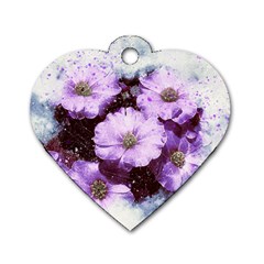 Flowers Purple Nature Art Abstract Dog Tag Heart (one Side) by Celenk