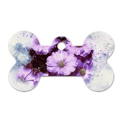 Flowers Purple Nature Art Abstract Dog Tag Bone (one Side)