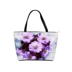 Flowers Purple Nature Art Abstract Shoulder Handbags by Celenk