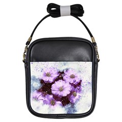 Flowers Purple Nature Art Abstract Girls Sling Bags by Celenk