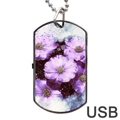 Flowers Purple Nature Art Abstract Dog Tag Usb Flash (one Side) by Celenk