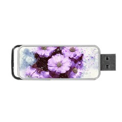 Flowers Purple Nature Art Abstract Portable Usb Flash (two Sides) by Celenk