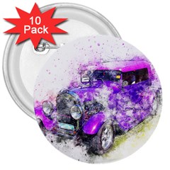 Car Old Car Art Abstract 3  Buttons (10 Pack)  by Celenk