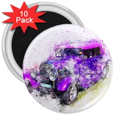 Car Old Car Art Abstract 3  Magnets (10 Pack)  by Celenk