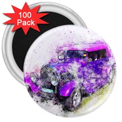 Car Old Car Art Abstract 3  Magnets (100 Pack) by Celenk