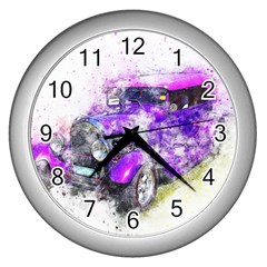 Car Old Car Art Abstract Wall Clocks (silver)  by Celenk