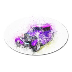 Car Old Car Art Abstract Oval Magnet by Celenk