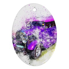 Car Old Car Art Abstract Oval Ornament (two Sides) by Celenk