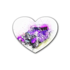 Car Old Car Art Abstract Rubber Coaster (heart) 