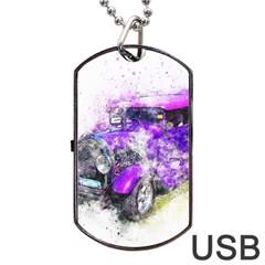 Car Old Car Art Abstract Dog Tag Usb Flash (two Sides) by Celenk