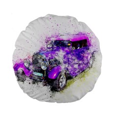 Car Old Car Art Abstract Standard 15  Premium Flano Round Cushions by Celenk