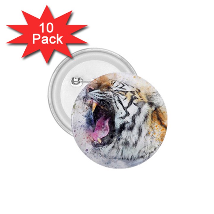 Tiger Roar Animal Art Abstract 1.75  Buttons (10 pack)