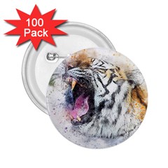 Tiger Roar Animal Art Abstract 2 25  Buttons (100 Pack) 