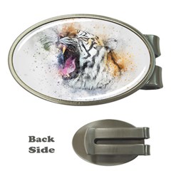 Tiger Roar Animal Art Abstract Money Clips (oval)  by Celenk