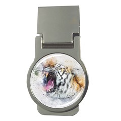 Tiger Roar Animal Art Abstract Money Clips (round)  by Celenk