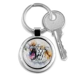 Tiger Roar Animal Art Abstract Key Chains (round)  by Celenk