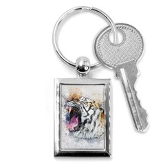 Tiger Roar Animal Art Abstract Key Chains (rectangle)  by Celenk