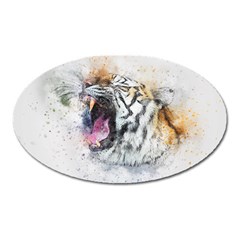 Tiger Roar Animal Art Abstract Oval Magnet by Celenk