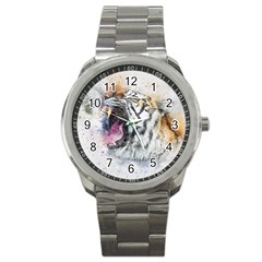 Tiger Roar Animal Art Abstract Sport Metal Watch by Celenk