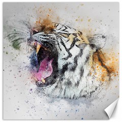 Tiger Roar Animal Art Abstract Canvas 12  X 12   by Celenk