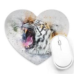 Tiger Roar Animal Art Abstract Heart Mousepads by Celenk