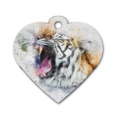 Tiger Roar Animal Art Abstract Dog Tag Heart (two Sides) by Celenk