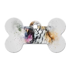 Tiger Roar Animal Art Abstract Dog Tag Bone (one Side)