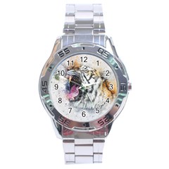 Tiger Roar Animal Art Abstract Stainless Steel Analogue Watch by Celenk