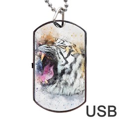 Tiger Roar Animal Art Abstract Dog Tag Usb Flash (one Side) by Celenk