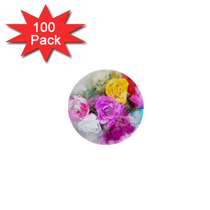 Flowers Bouquet Art Abstract 1  Mini Buttons (100 pack) 