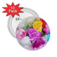 Flowers Bouquet Art Abstract 2 25  Buttons (10 Pack)  by Celenk