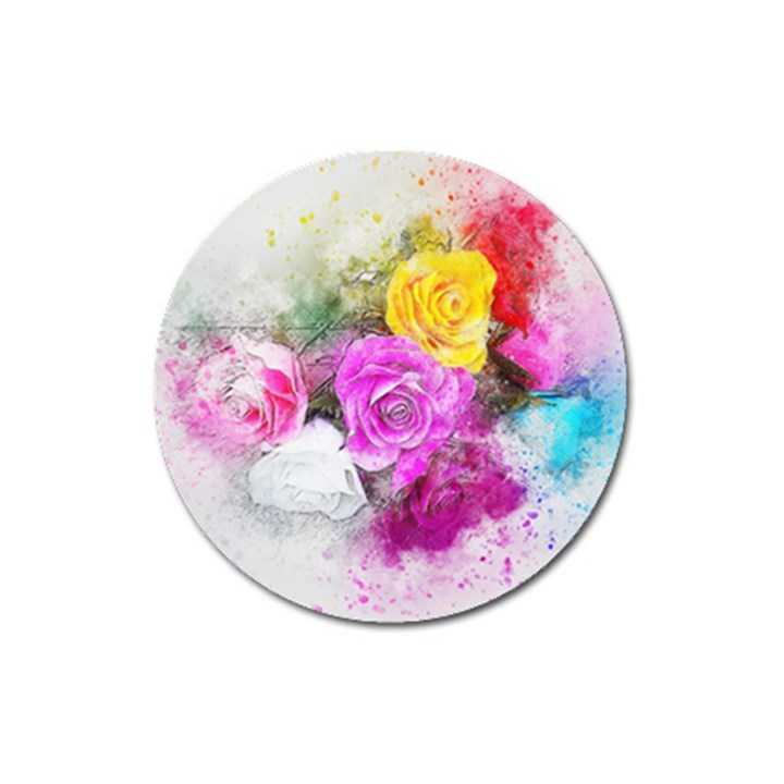 Flowers Bouquet Art Abstract Magnet 3  (Round)