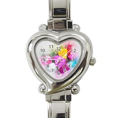 Flowers Bouquet Art Abstract Heart Italian Charm Watch by Celenk