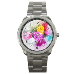 Flowers Bouquet Art Abstract Sport Metal Watch by Celenk