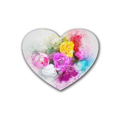 Flowers Bouquet Art Abstract Rubber Coaster (heart) 