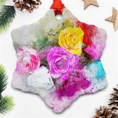 Flowers Bouquet Art Abstract Snowflake Ornament (two Sides) by Celenk