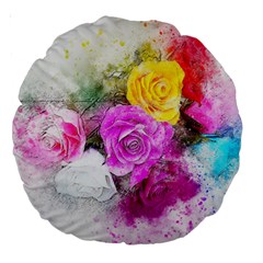 Flowers Bouquet Art Abstract Large 18  Premium Round Cushions by Celenk