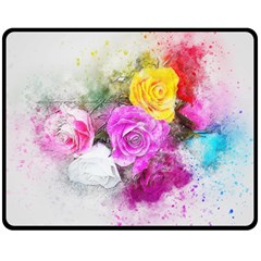 Flowers Bouquet Art Abstract Double Sided Fleece Blanket (medium)  by Celenk