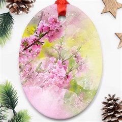 Flowers Pink Art Abstract Nature Ornament (oval)